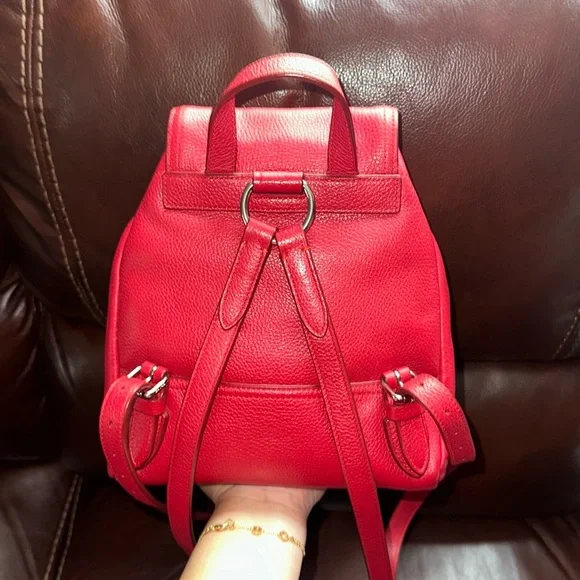 🔥🔥🔥Coach Mini Turnlock Rucksack Red Leather Backpack Backpacks